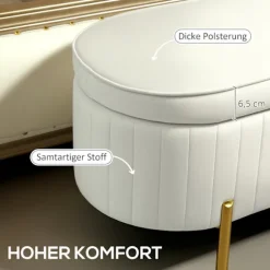 Rootz opbevaringsbænk med hængslet låg - polstret sæde - fløjlsstof - 19 gallons opbevaring - 108 cm x 43,5 cm