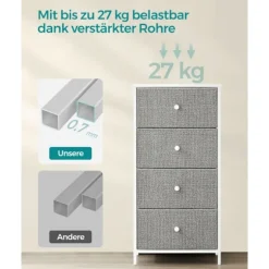 Rootz Opbevaringsskab - Organizer - Spånpladestål - Ikke-vævet stof - Letvægts - Rummelig - Robust - 30 cm x 45 cm x 91,7 cm