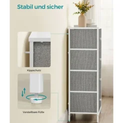 Rootz Opbevaringsskab - Organizer - Spånpladestål - Ikke-vævet stof - Letvægts - Rummelig - Robust - 30 cm x 45 cm x 91,7 cm