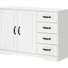 Rootz Opbevaringsskab - Skænk Kommode - Moderne Stil - 4 skuffer - 1 skab - Spånplade - Hvid - 105 Cm X 40 Cm X 76 Cm