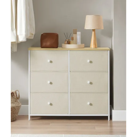 Rootz Opbevaringsskab - Skuffe Organizer - Spånplade Stålstof - Camel Yellow Creme White - 30cm x 80cm x 71cm - Letvægts - Rummelig - Nem montering