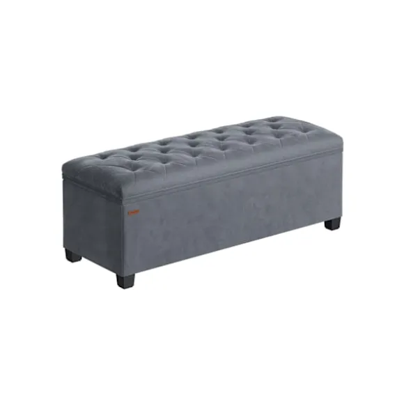 Rootz Opbevaringsskammel - Osmannisk bænk - Fløjlsbetræk - MDF-konstruktion - 40 cm x 110 cm x 40 cm - Skifergrå