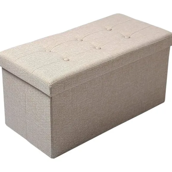 Rootz Opbevaringsskammel - Sammenfoldelig sædekiste - Stor kapacitet - Linnedstof - 76 cm x 38 cm x 37,5 cm - Skobænk - Sengebænk