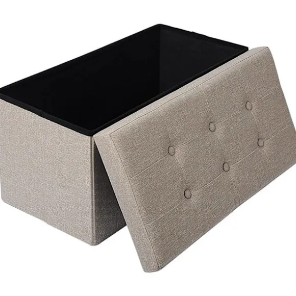 Rootz Opbevaringsskammel - Sammenfoldelig sædekiste - Stor kapacitet - Linnedstof - 76 cm x 38 cm x 37,5 cm - Skobænk - Sengebænk