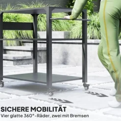 Rootz Outdoor Kitchen Island - Grill Car - Mobile Kitchen Carts - Rust -Resistent Metal - 360 ° Drej ruller - 105 cm x 50 cm x 79 cm