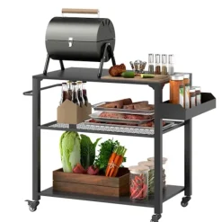 Rootz Outdoor Kitchen Island - Grill Car - Mobile Kitchen Carts - Rust -Resistent Metal - 360 ° Drej ruller - 105 cm x 50 cm x 79 cm