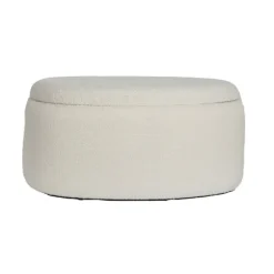Rootz Oval Seat skammel - Stilfuldt stofbetræk - Hvidfarvet osmannisk - Høj komfort - Integreret opbevaring - 81 cm x 40 cm x 62 cm