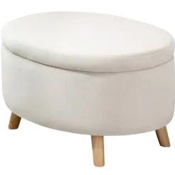 Rootz Oval Velvet Bench - Opbevaring afføring - Fodstråling - Holder op til 80 kg - 71 x 51,5 x 42 cm - Stilfuld brun design