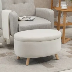 Rootz Oval Velvet Bench - Opbevaring afføring - Fodstråling - Holder op til 80 kg - 71 x 51,5 x 42 cm - Stilfuld brun design