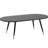 Rootz Ovalt sofabord - Moderne stuebord - Marmorlook-bord - Sikre metalben - 120 cm x 60 cm x 41,5 cm - Elegant sort- og gulddesign
