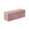 Rootz Pastel Pink sædekiste - Opbevaring Ottoman - Polstret bænk - MDF fløjlskum - 131L Kapacitet - 38cm x 110cm x 38cm