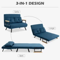 Rootz 2-personers fløjlssovesofa - sovesofa - sovesofa - Justerbart ryglæn - Forbedret komfort - 102 cm x 73 cm x 81 cm - Stålramme