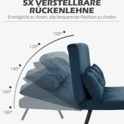 Rootz 2-personers fløjlssovesofa - sovesofa - sovesofa - Justerbart ryglæn - Forbedret komfort - 102 cm x 73 cm x 81 cm - Stålramme