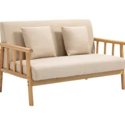 Rootz 2-personers sofa - Kompakt sofa - Loveseat - Stof i hørlook - Op til 200 kg Kapacitet - Optimal komfort - Tidløs charme - 123L x 69W x 74H cm