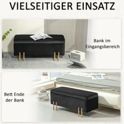Rootz polstret bænk - Opbevaringsbænk - Sengbænk - Ekstra opbevaring - 100 x 40 x 42 cm - Sort