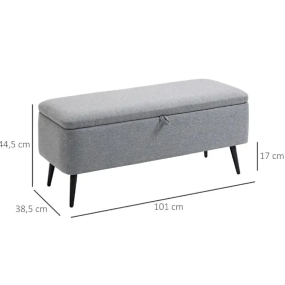 Rootz polstret bænk med opbevaring - Sengebænk - Linnedlignende stof - Stilfuld accent - 101 cm x 38,5 cm x 44,5 cm