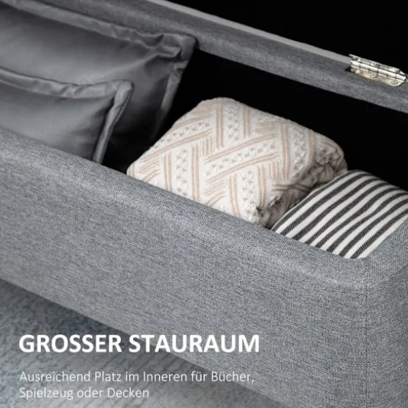 Rootz polstret bænk med opbevaring - Sengebænk - Linnedlignende stof - Stilfuld accent - 101 cm x 38,5 cm x 44,5 cm