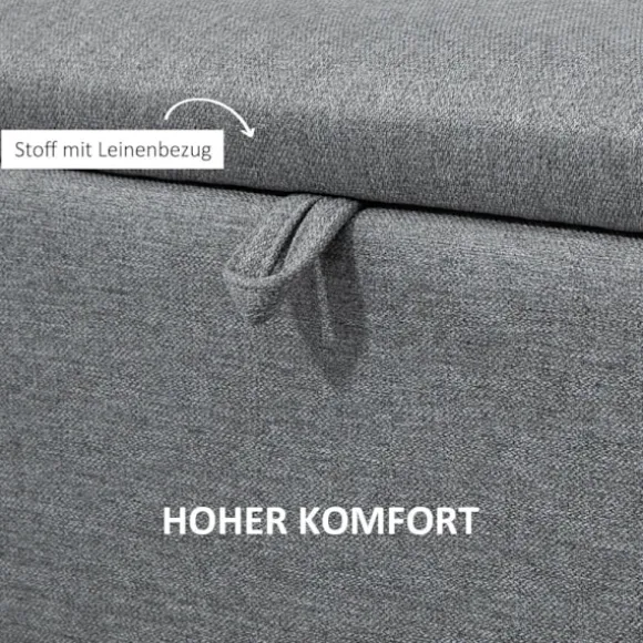 Rootz polstret bænk med opbevaring - Sengebænk - Linnedlignende stof - Stilfuld accent - 101 cm x 38,5 cm x 44,5 cm