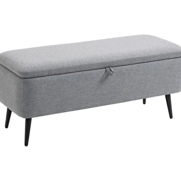 Rootz polstret bænk med opbevaring - Sengebænk - Linnedlignende stof - Stilfuld accent - 101 cm x 38,5 cm x 44,5 cm