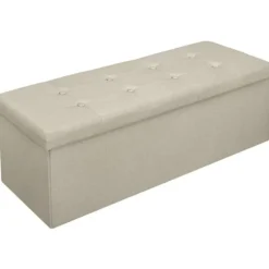 Rootz polstret foldbar opbevaringsbænk - osmannisk - Sammenklappelig fodstøtte - Højdensitetsskum - Pladsbesparende - Holdbar - 110 cm x 38 cm x 37,5 | Fyndiq