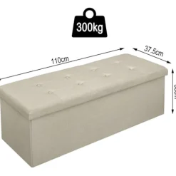 Rootz polstret foldbar opbevaringsbænk - osmannisk - Sammenklappelig fodstøtte - Højdensitetsskum - Pladsbesparende - Holdbar - 110 cm x 38 cm x 37,5 | Fyndiq