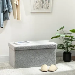 Rootz polstret opbevaringsskammel - bænk - fodskammel - organiserer hjemmet - grå - 76 cm x 38 cm x 34 cm