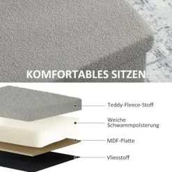 Rootz polstret opbevaringsskammel - bænk - fodskammel - organiserer hjemmet - grå - 76 cm x 38 cm x 34 cm