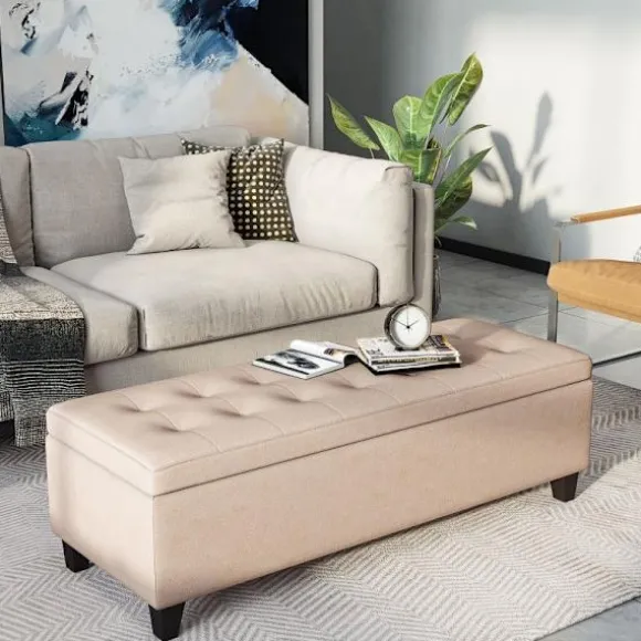 Rootz polstret opbevaringsbænk - soveværelsesbænk - osmannisk - elegant design - 125 cm x 49 cm x 41,5 cm