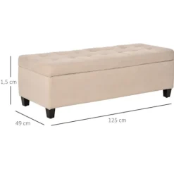 Rootz polstret opbevaringsbænk - soveværelsesbænk - osmannisk - elegant design - 125 cm x 49 cm x 41,5 cm