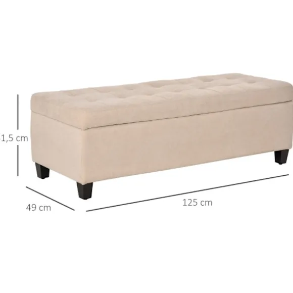 Rootz polstret opbevaringsbænk - soveværelsesbænk - osmannisk - elegant design - 125 cm x 49 cm x 41,5 cm