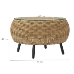 Rootz Poly Rattan Side Table - Round sofabord - Balkonbord - Vejrbestandig og holdbar - Ø75 x 42 cm
