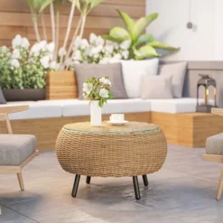 Rootz Poly Rattan Side Table - Round sofabord - Balkonbord - Vejrbestandig og holdbar - Ø75 x 42 cm