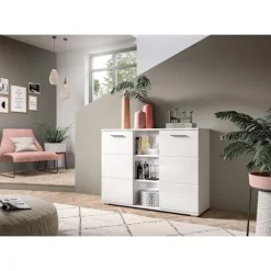 Rootz Prego -kommode - Kommode - Opbevaringsenhed - Træmateriale - Hvid - Tidløs design - 110 cm x 83 cm x 37 cm