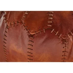 Rootz puf - Læderpuf - Ægte læder - Taburet - Polstret puf - Rund puf - 52 x 40 x 52 cm - Brun