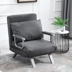 Rootz Relax lænestol - Gæsteseng - Armlæn - 3-i-1 - Chaiselong - Pude - Grå - 65 x 69 x 80 cm