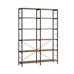 Rootz Reol - Reol med 6 niveauer - Bogreol - Træreol - Moderne reol - Vægmonteret reol - Spånplade - Stål - 30 x 120 x 172,5 cm (D x B x H)