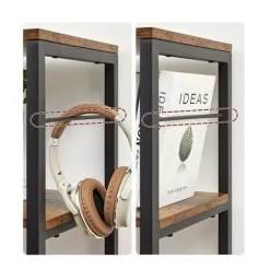 Rootz Reol - Reol med 6 niveauer - Bogreol - Træreol - Moderne reol - Vægmonteret reol - Spånplade - Stål - 30 x 120 x 172,5 cm (D x B x H)