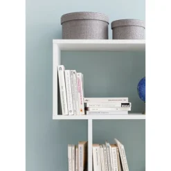 Rootz reol 70 x 23,5 x 190,5 cm hvid - Standhylde 6 rum - Lille design kommode - Moderne arkivhylde Spånplade Fritstående - Opbevaringshylde Åben