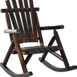 Rootz Rocking Chair - Antique Rocking Chair - Relaxing Chair - Chair With Armrest - Outdoor Rocking Chair - Waterproof Paint - Stylish Antique Design | Fyndiq