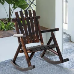 Rootz Rocking Chair - Antique Rocking Chair - Relaxing Chair - Chair With Armrest - Outdoor Rocking Chair - Waterproof Paint - Stylish Antique Design | Fyndiq