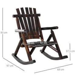 Rootz Rocking Chair - Antique Rocking Chair - Relaxing Chair - Chair With Armrest - Outdoor Rocking Chair - Waterproof Paint - Stylish Antique Design | Fyndiq