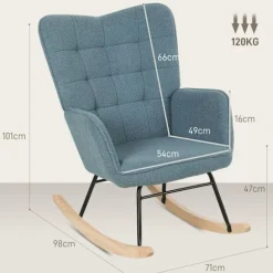 Rootz Rocking Stol - Ergonomisk sæde - Hyggeligt amningstol - Lindrer stress - 98t x 71b x 101H cm - Blå