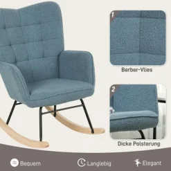 Rootz Rocking Stol - Ergonomisk sæde - Hyggeligt amningstol - Lindrer stress - 98t x 71b x 101H cm - Blå