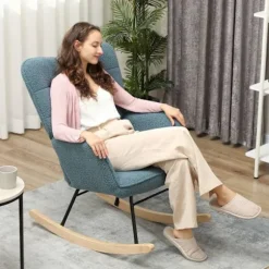 Rootz Rocking Stol - Ergonomisk sæde - Hyggeligt amningstol - Lindrer stress - 98t x 71b x 101H cm - Blå