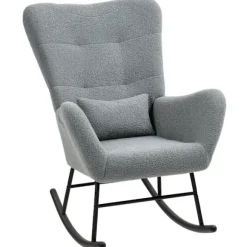 Rootz Rocking Stol - Fluffy Lounge stol - skridsikre hvilestol - luksuriøs komfort - 67 cm x 95 cm x 100 cm - Grå