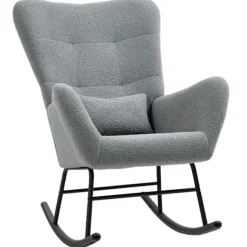 Rootz Rocking Stol - Fluffy Lounge stol - skridsikre hvilestol - luksuriøs komfort - 67 cm x 95 cm x 100 cm - Grå