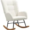 Rootz Rocking Stol - Hyggeligt dækning - Tyk polstring - skridsikre - 70 x 94 x 100 cm - Hvid