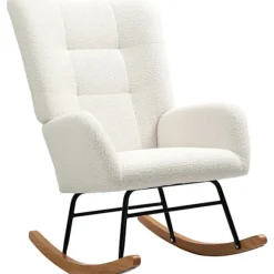 Rootz Rocking Stol - Hyggeligt dækning - Tyk polstring - skridsikre - 70 x 94 x 100 cm - Hvid