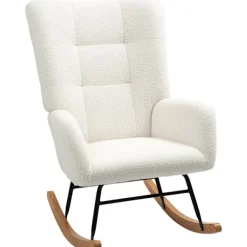 Rootz Rocking Stol - Hyggeligt dækning - Tyk polstring - skridsikre - 70 x 94 x 100 cm - Hvid