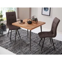 Rootz Room Spisebord 80x76x80 cm Massivt træ Acacia - Metal Industriel - Spisebord massivt lille - Køkkenbord træbord spisestue Lille spisebord træ - | Fyndiq